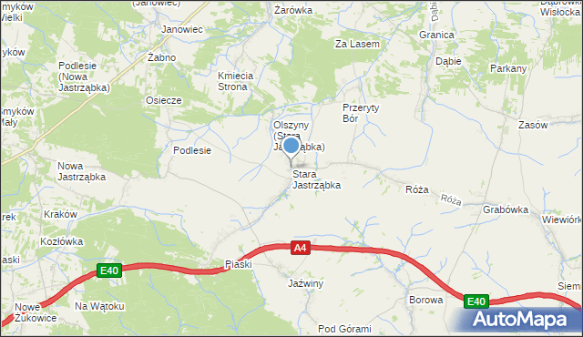 mapa Stara Jastrząbka, Stara Jastrząbka gmina Czarna na mapie Targeo